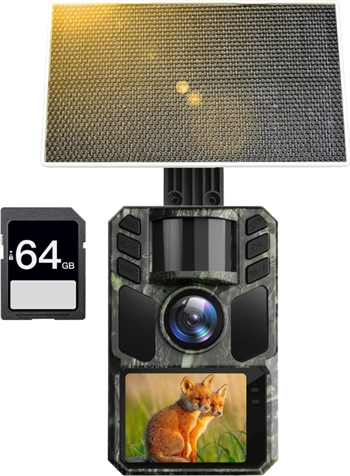 Kamerë kurthi KJK FKPCAM FK-HC20 me panel diellor, 64 MP, Full HD, IP66
