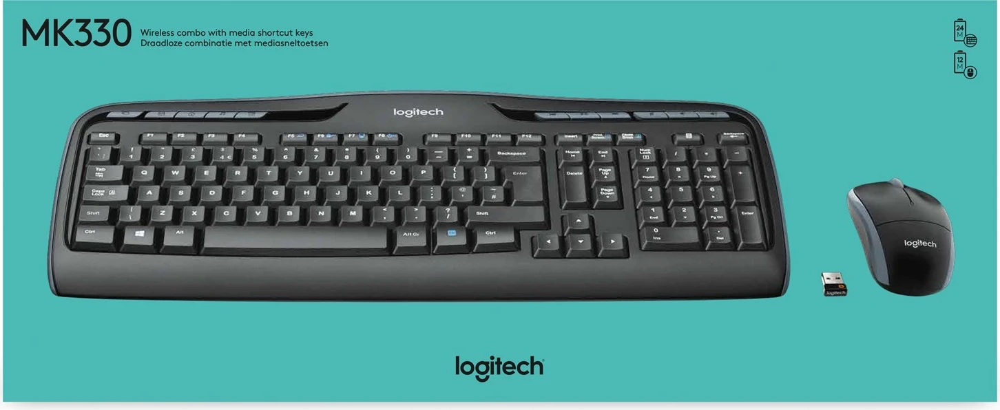 Set tastierë & maus Logitech MK330, wireless, i zi