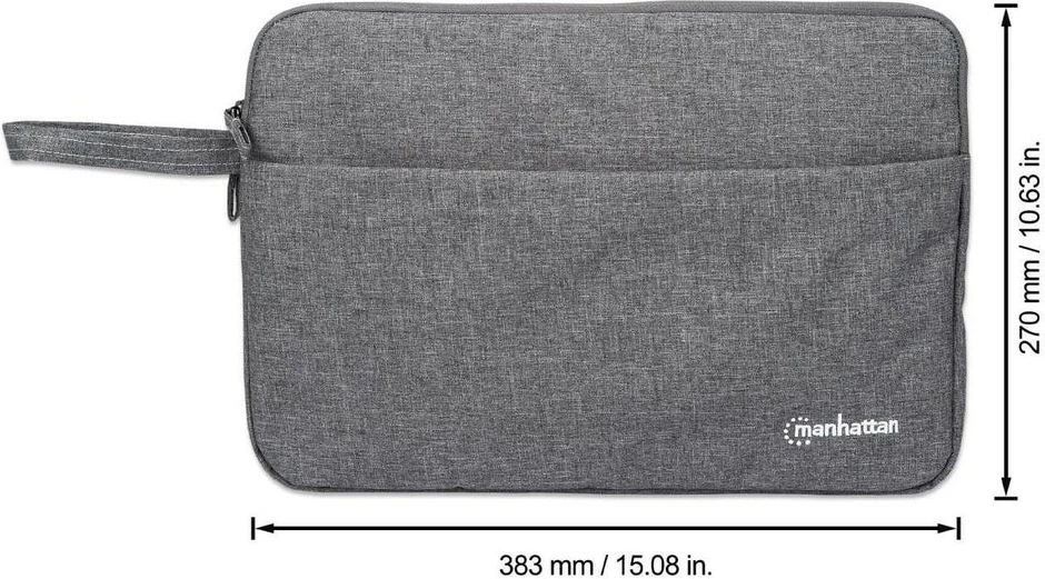Mbështjellës notebook MANHATTAN Seattle 14.5 inç, poliester, rezistent ndaj ujit, gri