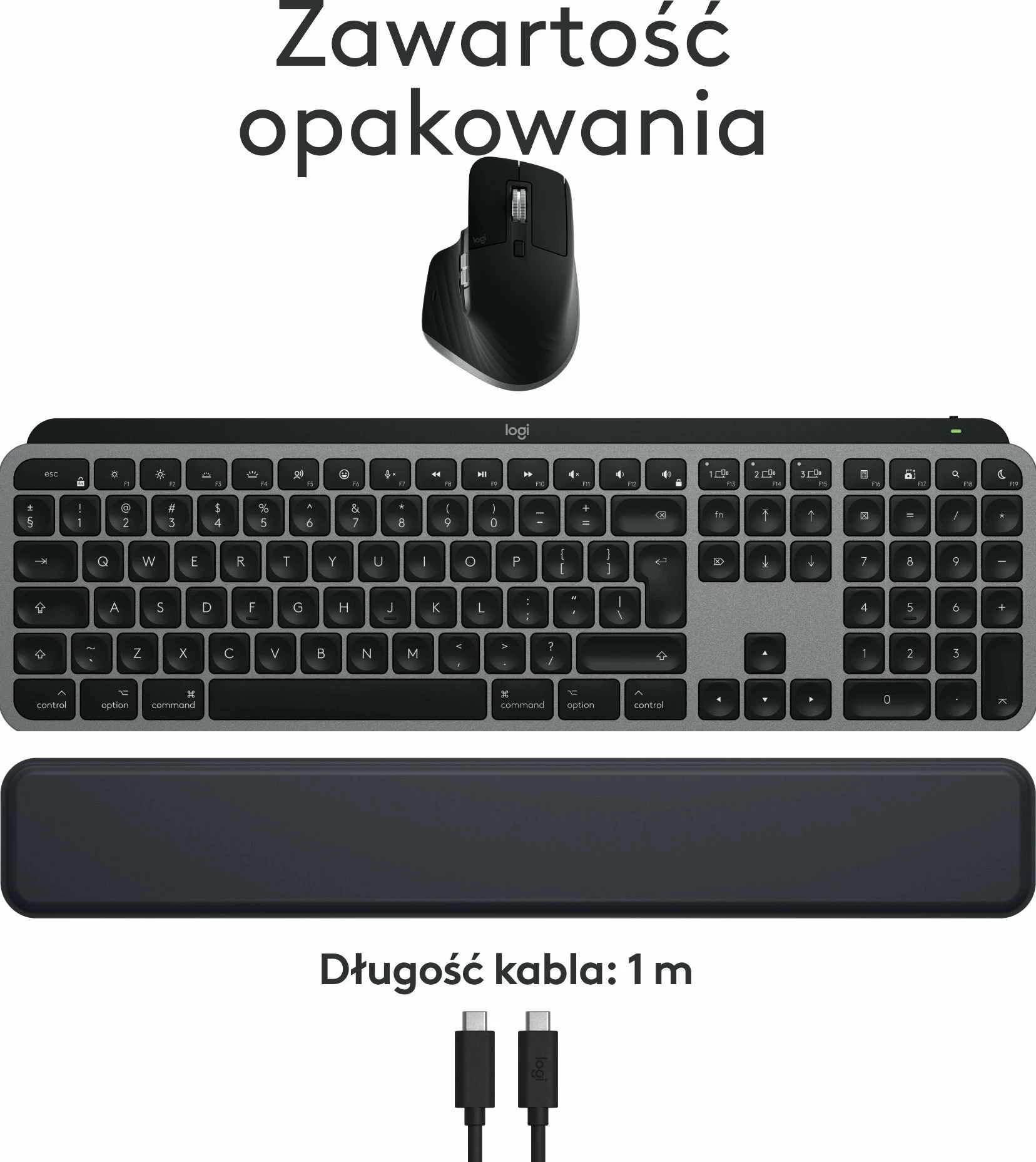 Set tastierë + Maus Logitech MX Keys S Combo for Mac 920-012845, Bluetooth, US INTL, me numpad, i zi, me palm rest