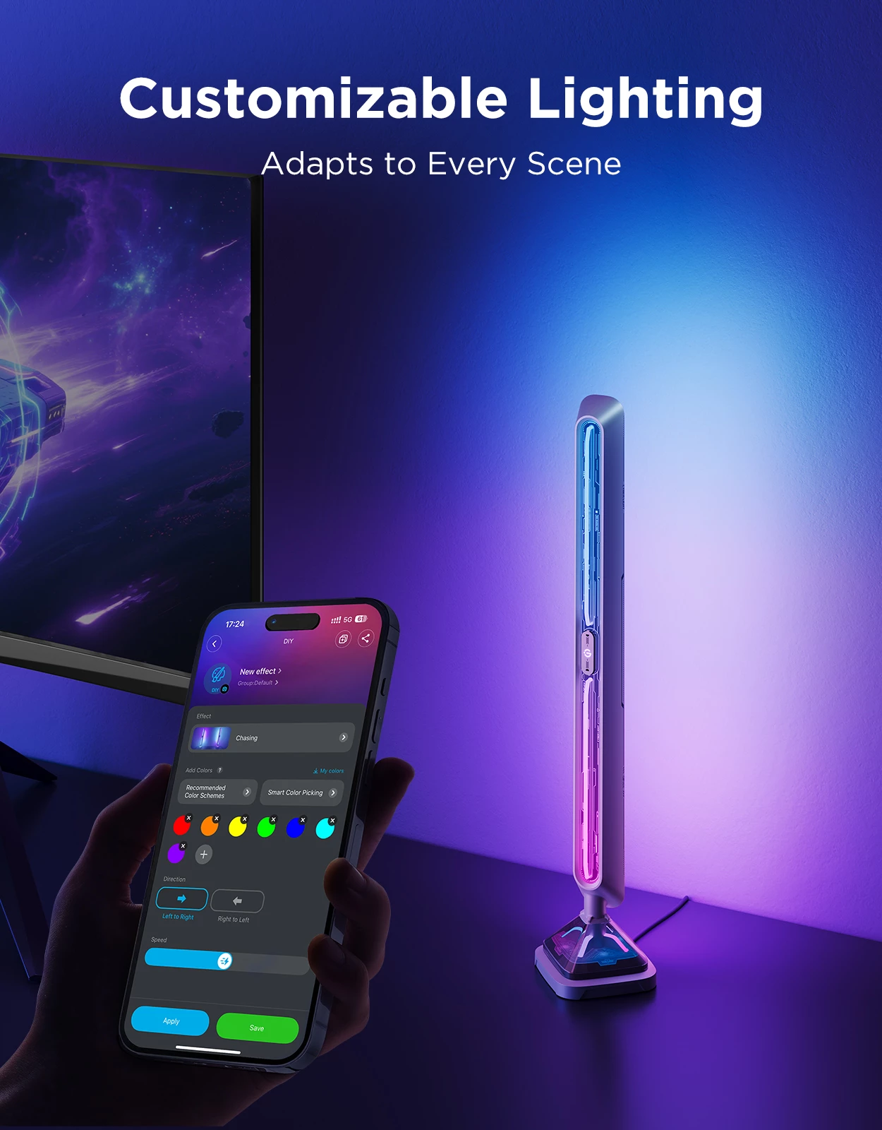 Set shufra ndriçimi smart gaming Govee Smart Gaming Lights Pro RGBIC Wi‑Fi/Bluetooth Matter 2 copë