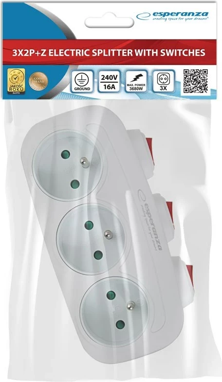 Shpërndarës elektrik Esperanza ELK307W, 3 dalje, me çelësa, Bardhë