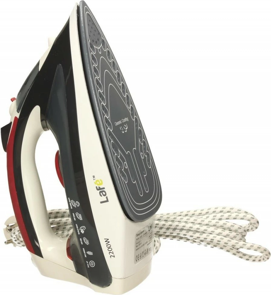 Hekur me avull Lafe LAF02b, 2200W, Qeramik, Zi/Kuq