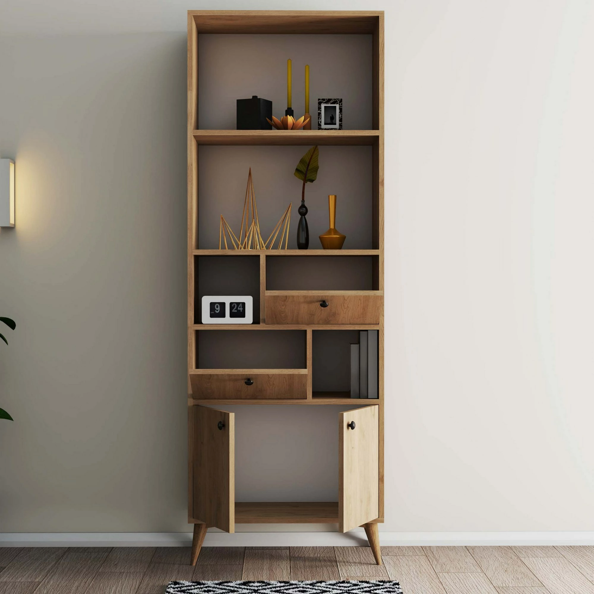 Raft librash, ngjyrë lisi, Skye Decor, Ninova - 1956