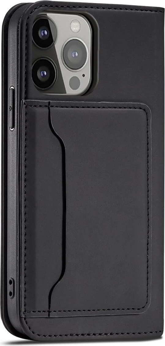 Mbështjellës Hurtel Magnet Card Case për iPhone 14 Pro Max, me kapak, xhep për karta, i zi