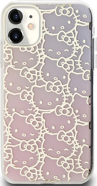Mbështjellës Hello Kitty IML Gradient Electrop Crowded Kitty Head për iPhone 11/XR, Rozë