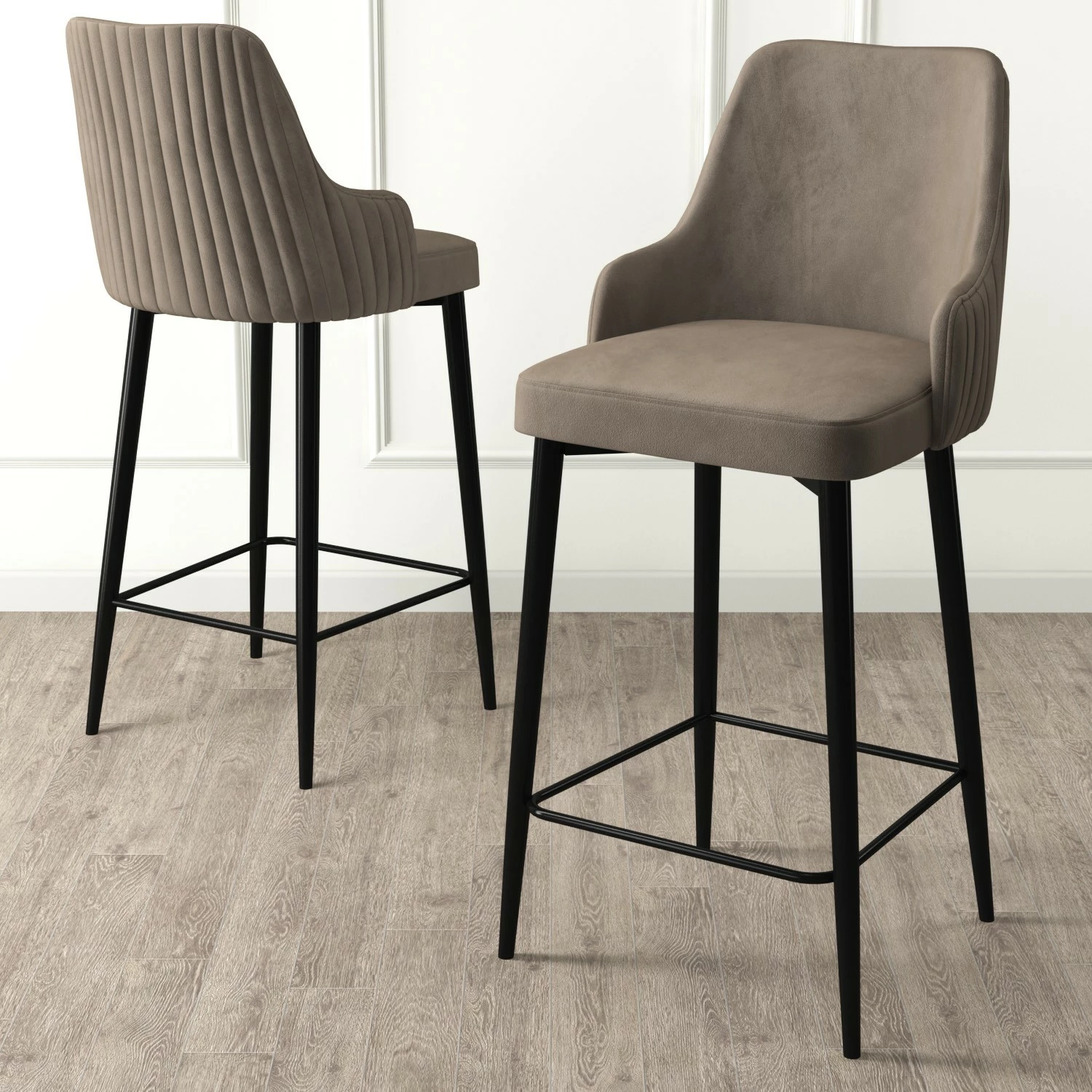 Set karrigesh për bar (6 copë), Hanah Home, Enox, kapuçino, e zezë