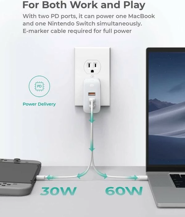 Karikues muri AUKEY PA-B6S Omnia Mix, 90W, 3xUSB (2xUSB-C + 1xUSB-A), i bardhë
