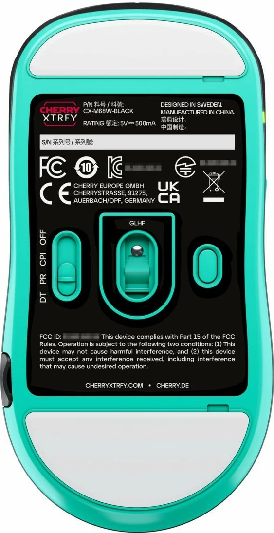 Maus CHERRY XTRFY M68 Wireless, 26000 DPI, Ngjyrë e zezë, Ngjyrë turkeze