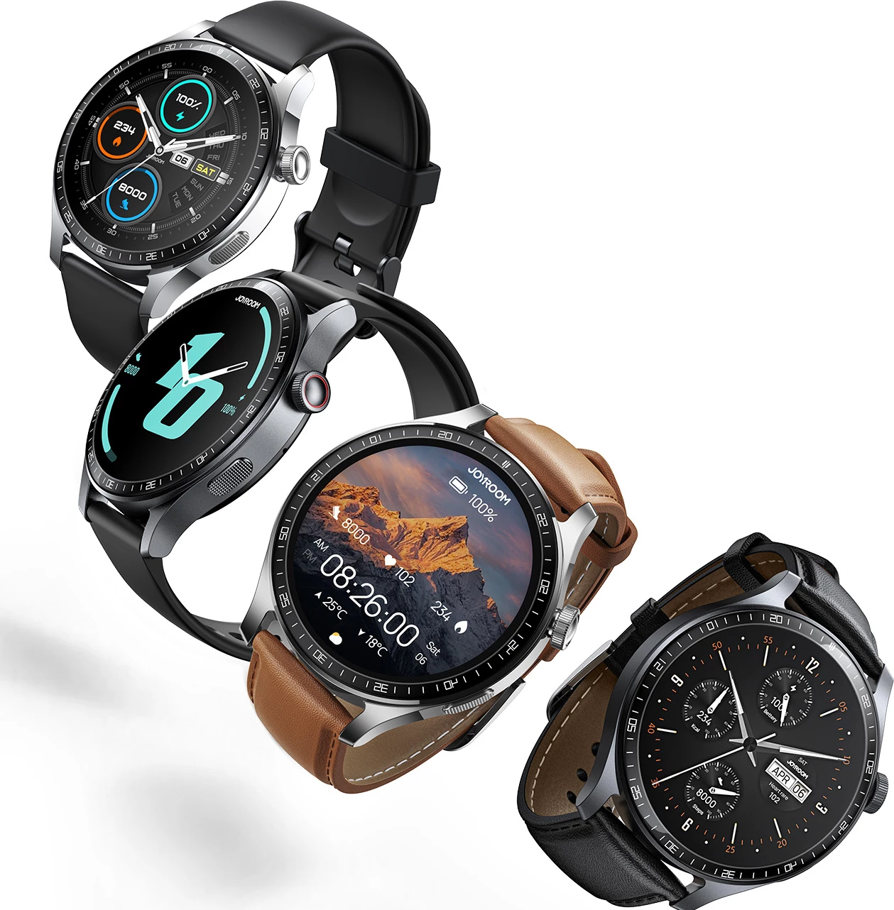 Smartwatch Joyroom JR-FC2 Pro, 1.46", Bluetooth, 350mAh, argjendtë, me rripa lëkure dhe silikoni