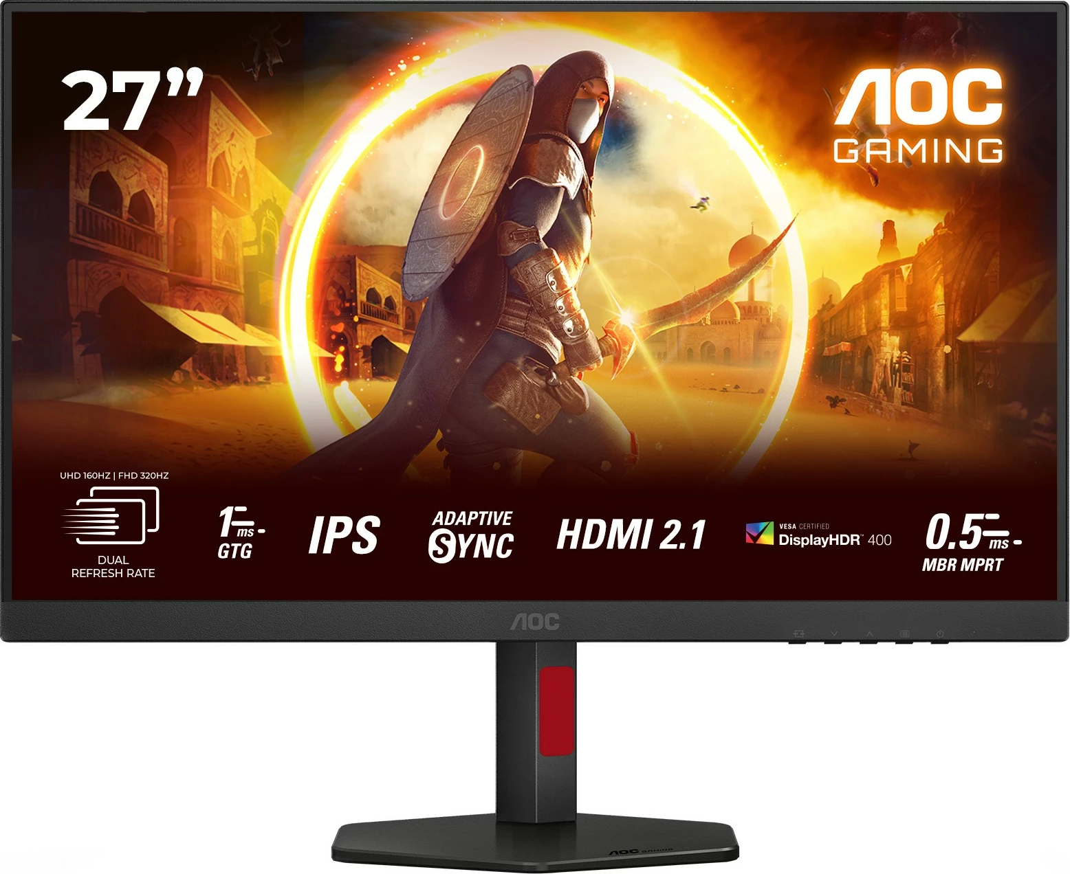 Monitor AOC U27G4R 27 inç IPS HDMI 2.1 DisplayHDR 400, zi/kuqe