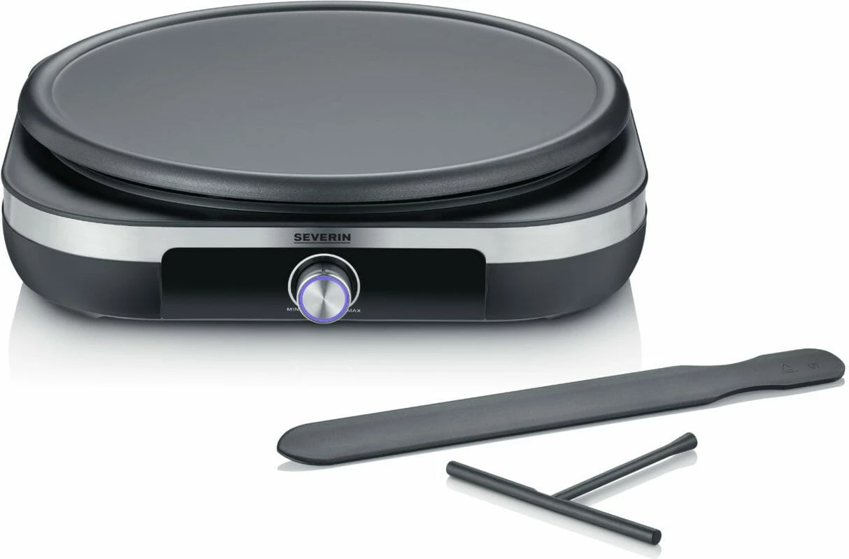 Aparat për krepa Severin CM 2199, 38 cm, kontroll rrotullues, i zi