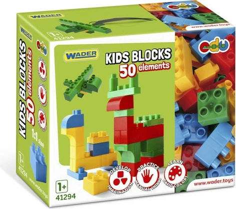 Set blloqesh ndërtimi Wader Kids Blocks, 50 elemente, shumëngjyrëshe
