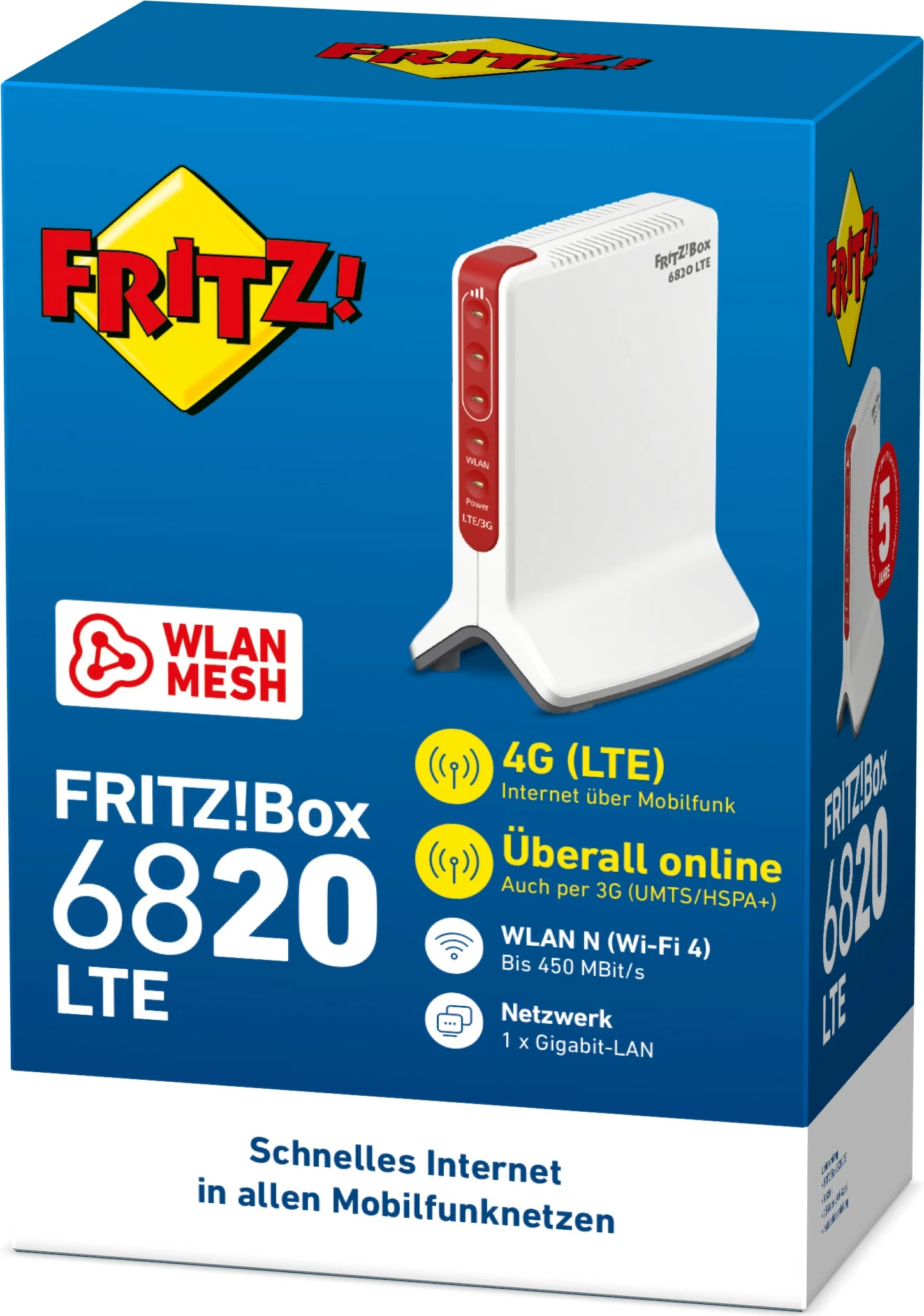 Router tavoline AVM FRITZ!Box 6820 LTE, Wi-Fi 4 (802.11n), Single-band (2.4 GHz), Bardhë