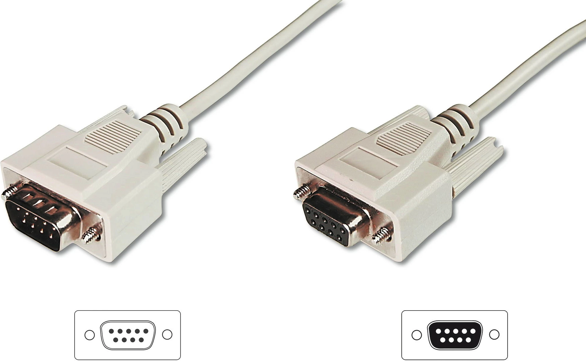 Kabllo zgjatues Digitus, D-Sub9/M - D-Sub9/F, 2 m, Beige