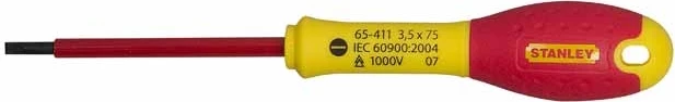 Kaçavidë e sheshtë e izolume Stanley FATMAX VDE 0-65-410, 2.5 x 50 mm, 1000 V, kuqe/verdhe