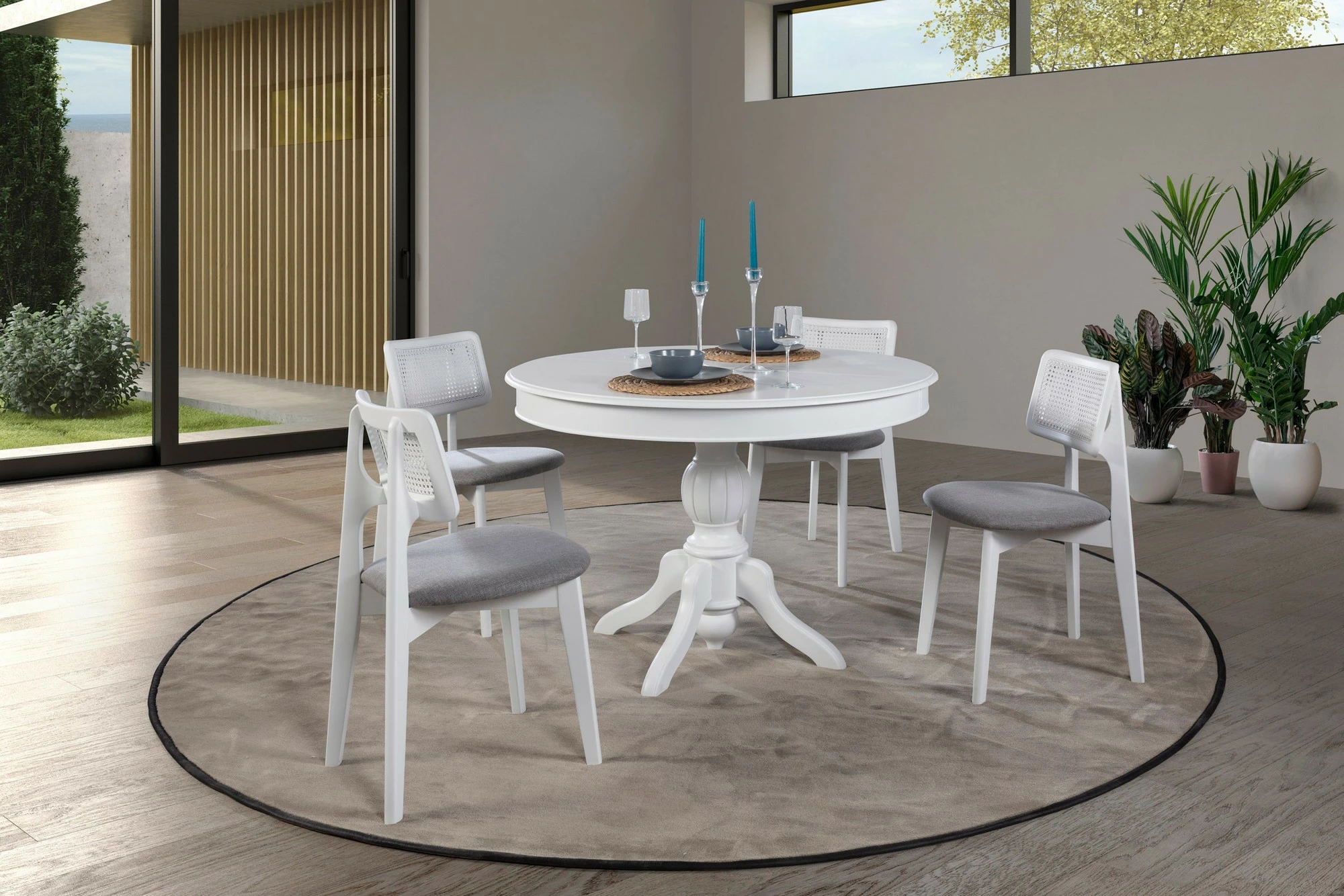 Set tavoline me karrige për ngrënie, zgjatues, 5 copë, Skye Decor, Albero153