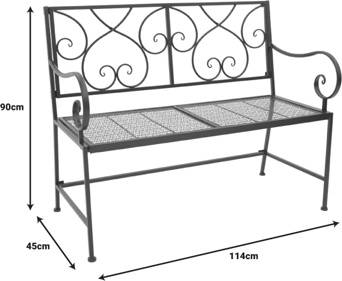 Stol metalik, ngjyrë e zezë, 114x45x90cm