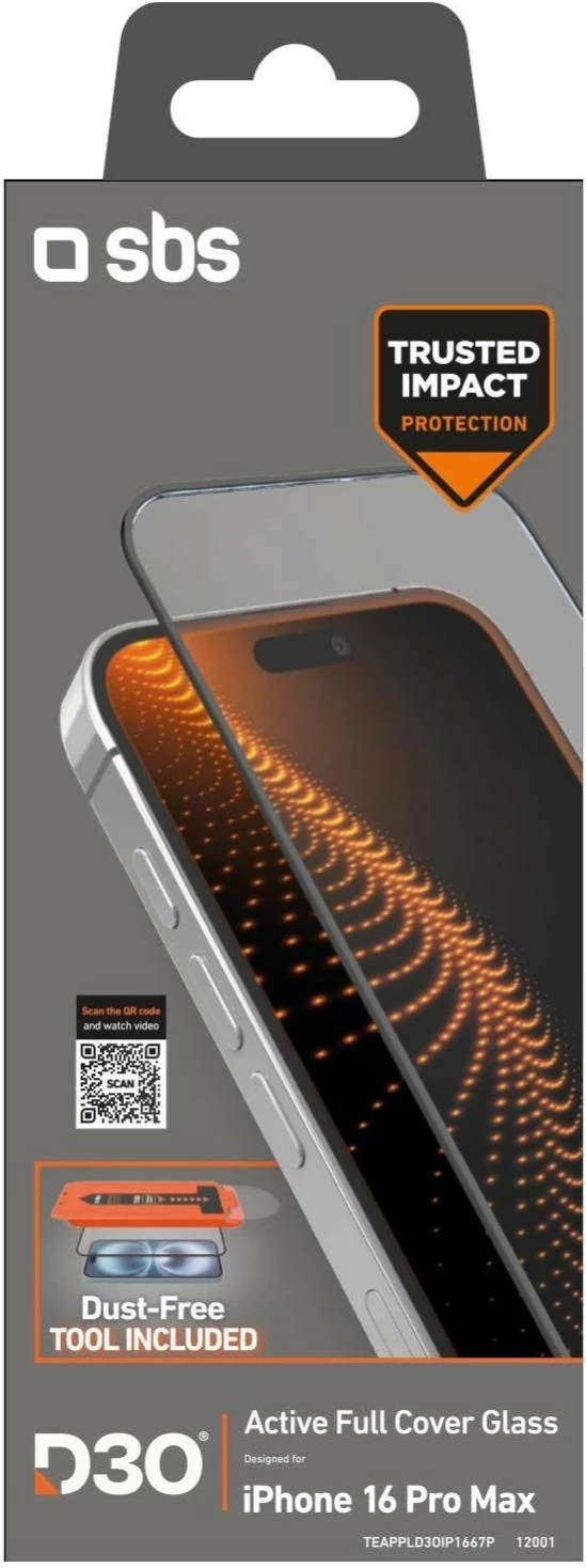 Xham mbrojtës SBS Active Full Cover D3O për Apple iPhone 16 Pro Max, zi