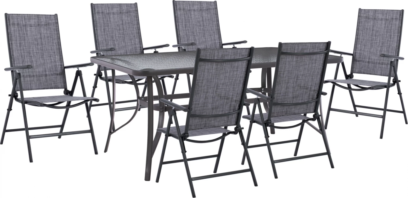 Set për darkë 7 copë, tavolinë 150x90 me karrige të palosshme FH11478