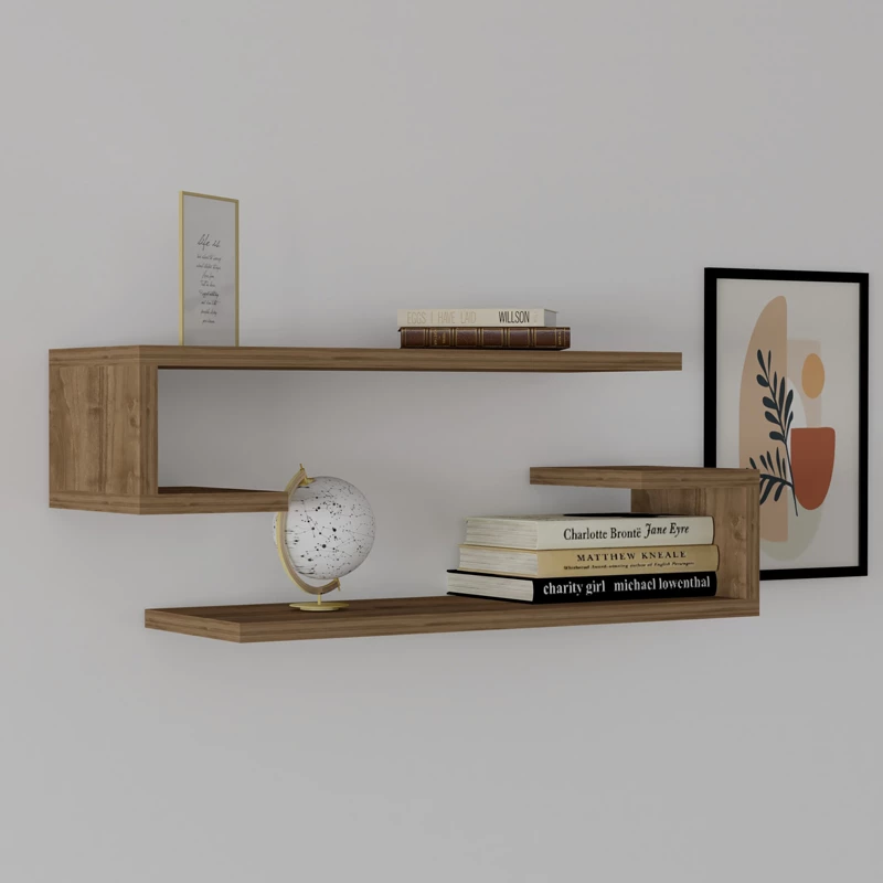 Set rafte muri, 60x19.6x15cm, 2 pjesë, të kafta