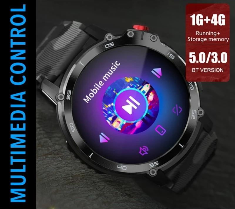 Smartwatch për meshkuj Rubicon, e zezë/camo