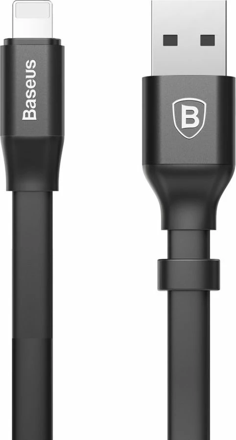 Kabllo USB-A në Lightning Baseus Nimble Flat 0.23 m, ngjyrë e zezë