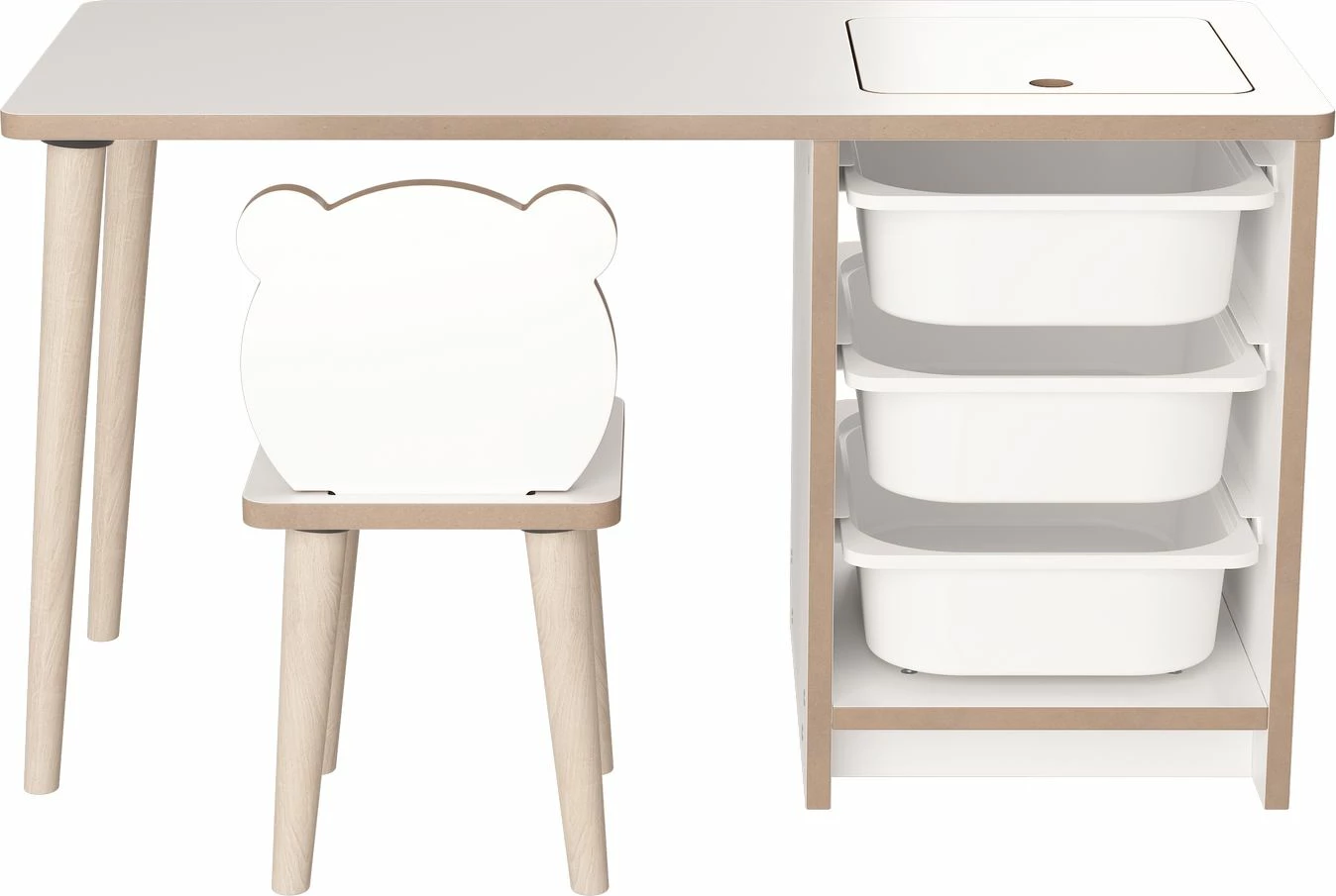 Set tavoline me karrige për fëmijë, Hanah Home, Soho, e bardhë