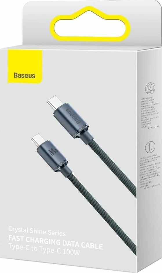 Kabllo USB-C në USB-C Baseus Crystal Shine Series 1.2 m 100 W e zezë