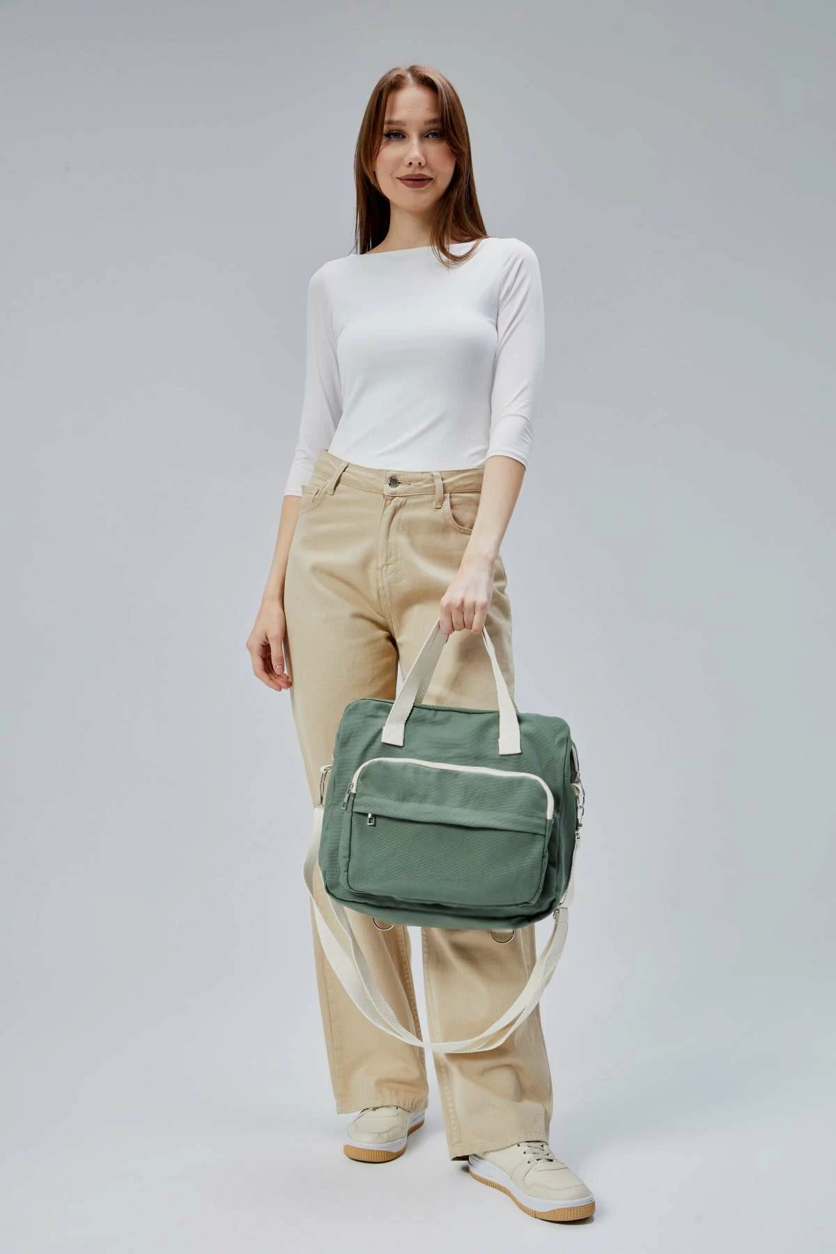 Çantë tote Zoozie Bags, e gjelbër, 33x30x10cm