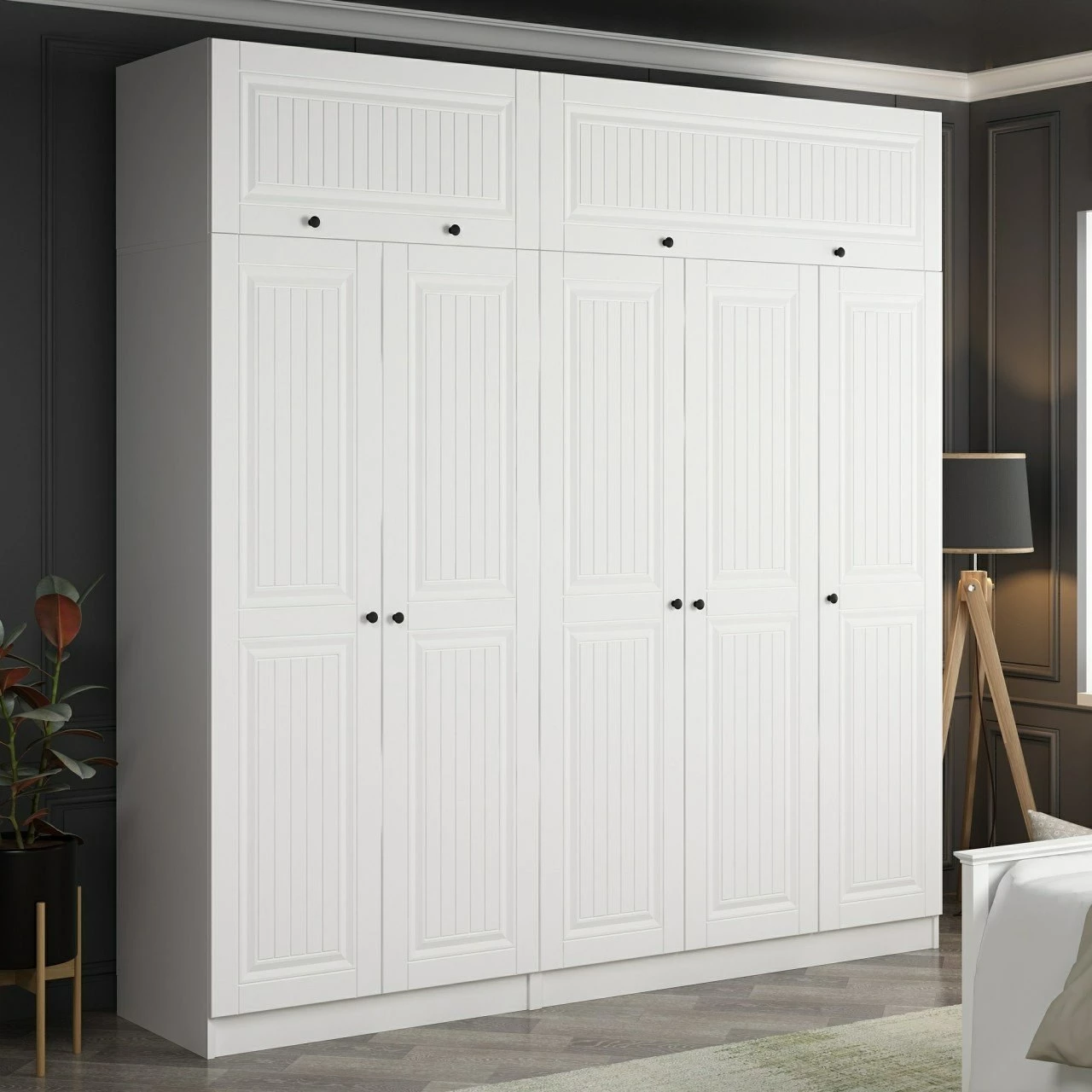 Dollap Skye Decor, ngjyrë e bardhë, 225x235x52cm, 9 pjesë