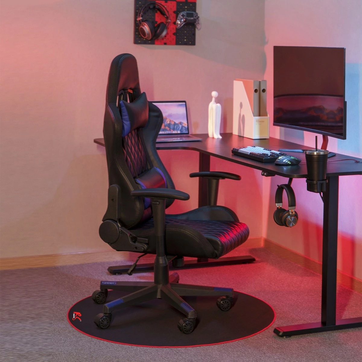 Mat për karrige gaming Maclean RS172, 100 cm, e zezë