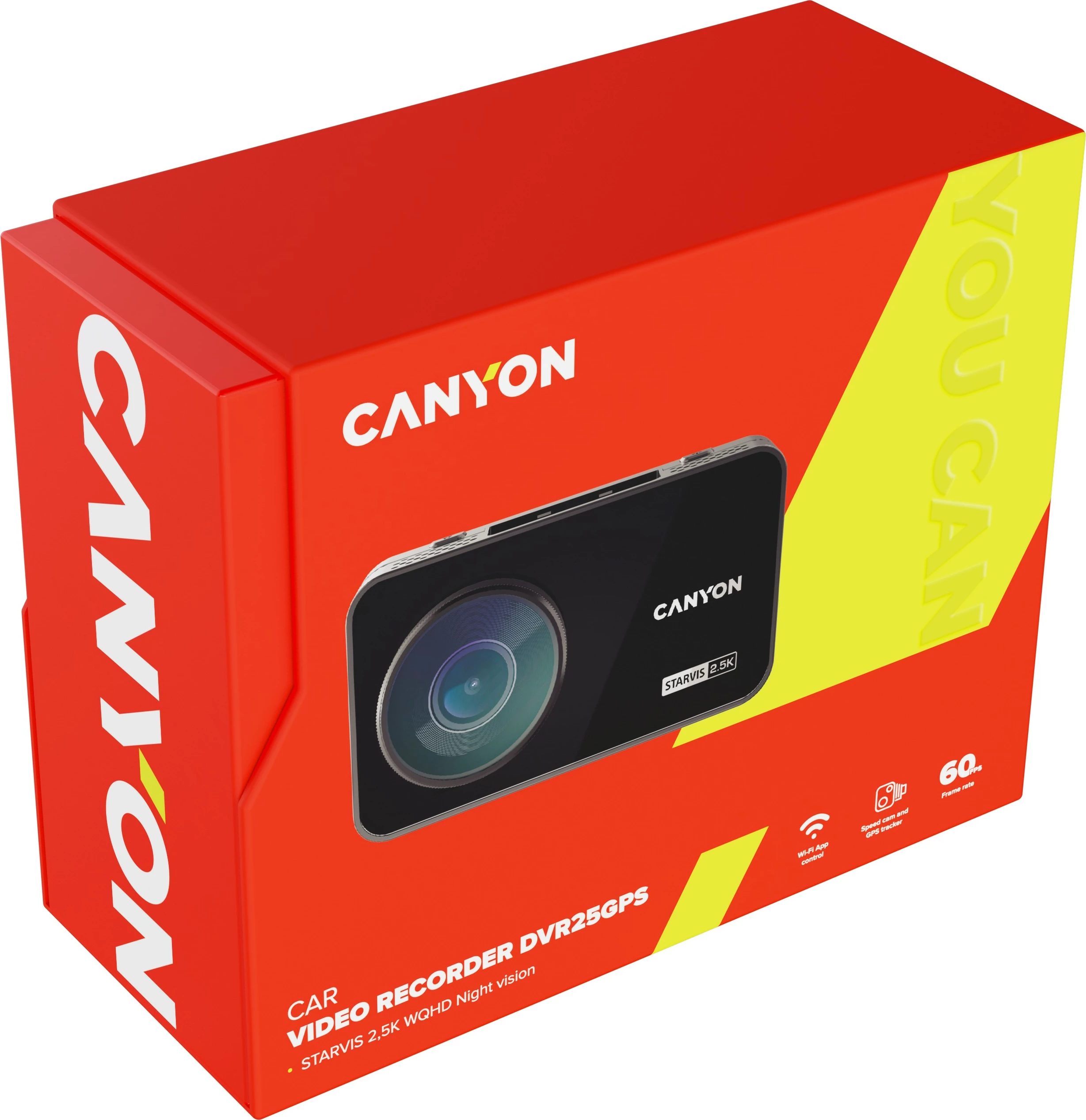 Kamerë aksioni Canyon DVR25GPS, ekran 3.0'' IPS, WQHD 2.5K, Wi-Fi, GPS, e zezë