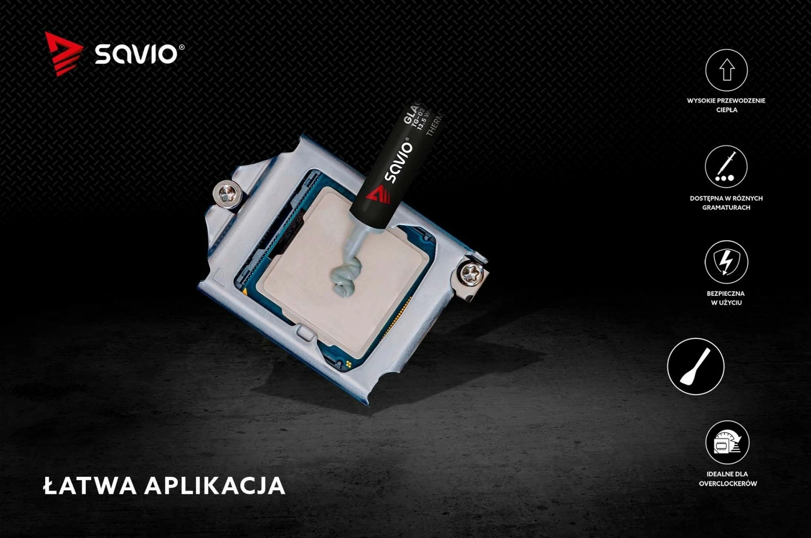 Pastë termike Savio TG-03, 2g, 13.5 W/mK, e zezë