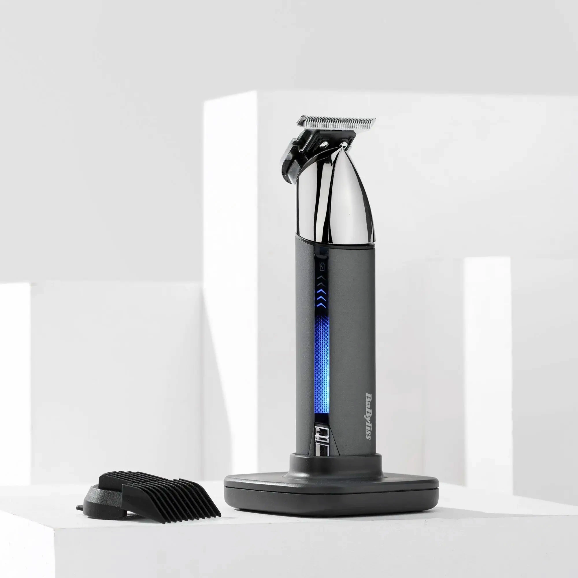 Trimer mjekre BaByliss Super-X Metal T996E, teh T 40mm, bateri Li-ion, me 2 krehra, krom