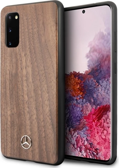 Mbështjellës Mercedes Wood Line Walnut për Samsung Galaxy S20 G980, kafe
