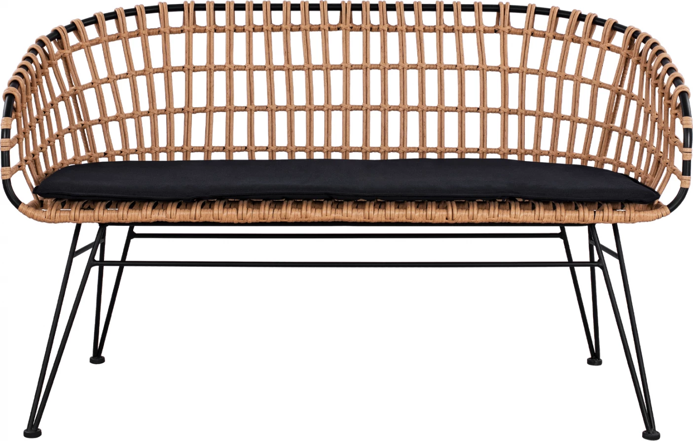 Bancë metalike Allegra FH5692 me thurje, ngjyrë zezë-bezhë, 124x57x77 cm