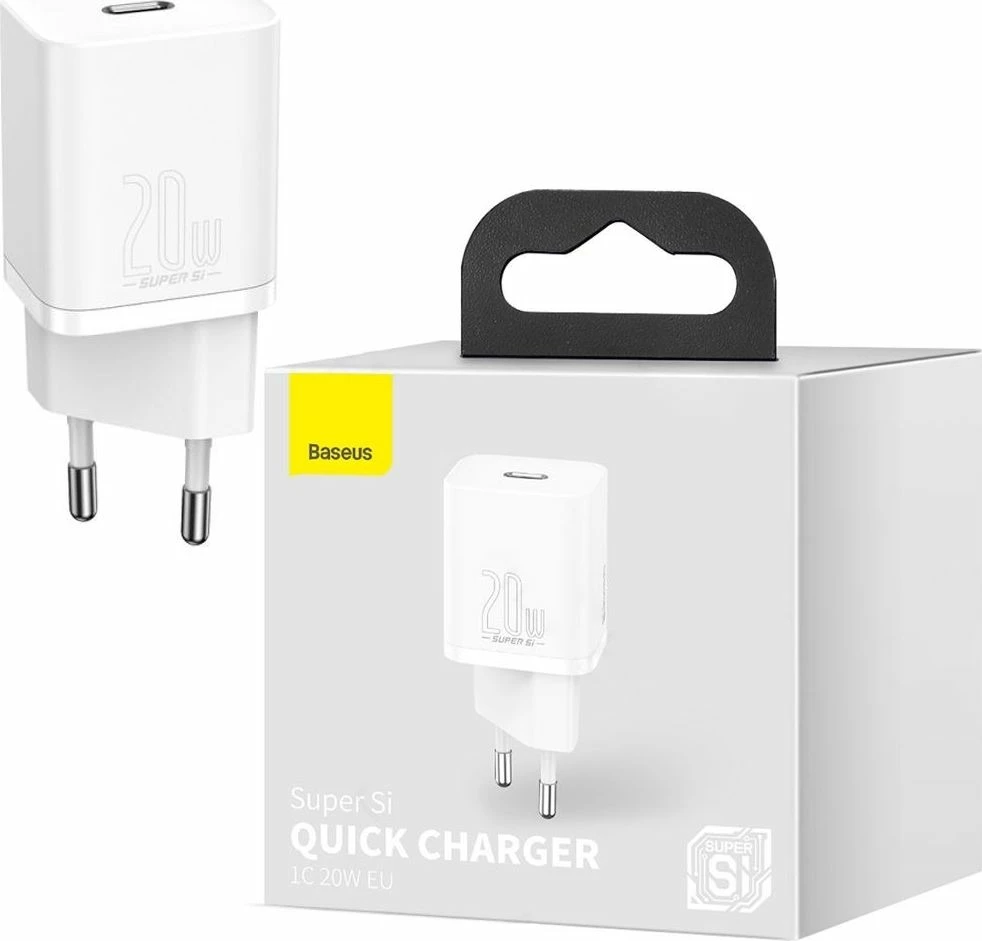Karikues Baseus Super Si BSU2026WHT 20W 1x USB-C PD/QC, i bardhë, pa kabllo