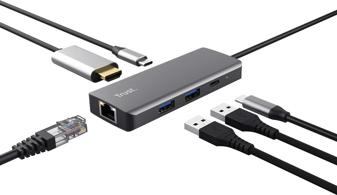 Adapter USB Type-C Trust Dalyx, 1000 Mbit/s, Argjendtë