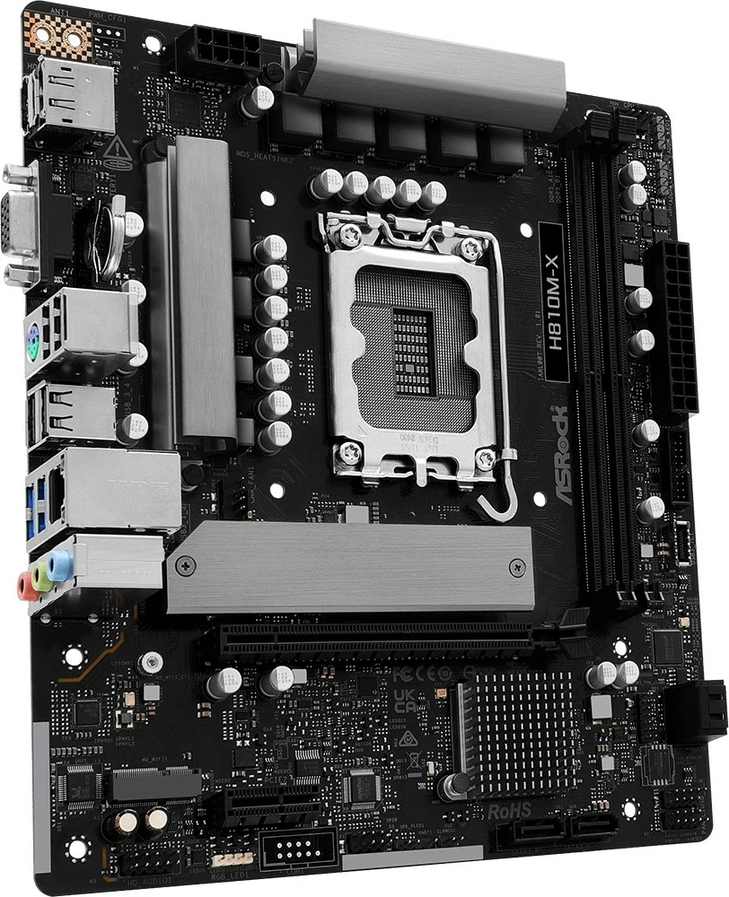 Pllakë amë ASRock H810M-X micro ATX, Intel H810, 128GB DDR4, 2.5G LAN, e zezë