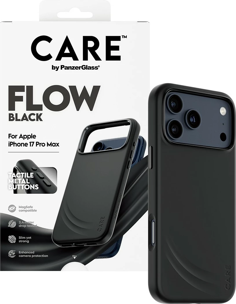 Mbështjellës PanzerGlass CARE Feature Flow me MagSafe për iPhone 17 Pro Max, zi