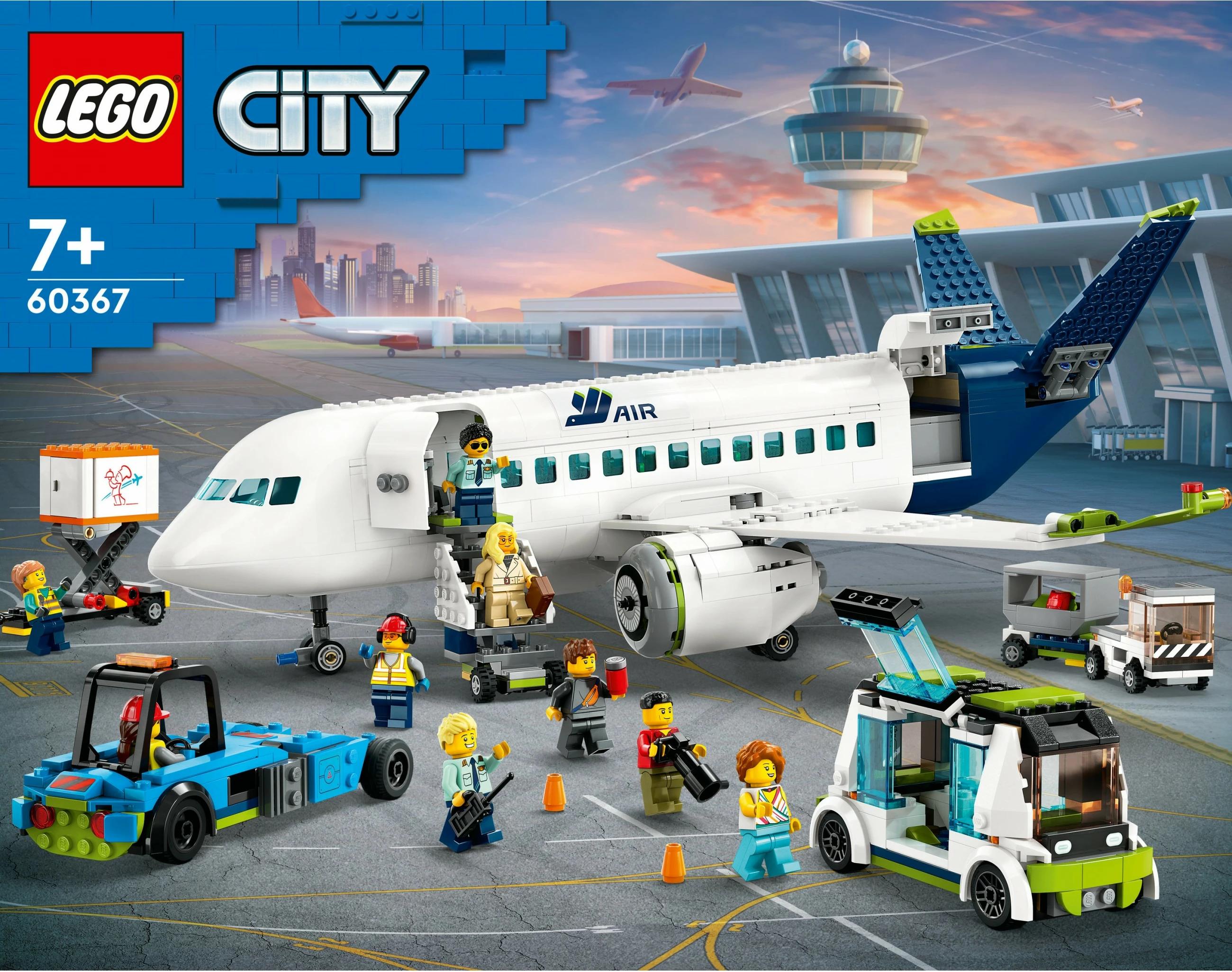 Set ndërtimi LEGO City Aeroplan pasagjerësh, 913 pjesë, shumëngjyrësh