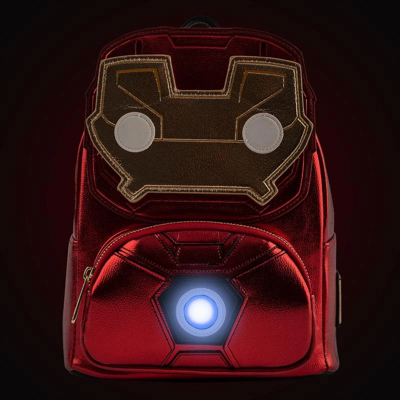 Shpinore mini Loungefly Marvel Iron Man Light-Up, lëkurë vegane, kuqe/ari