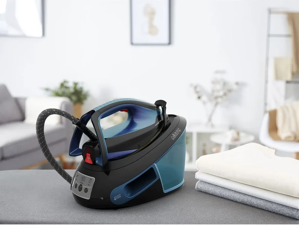 Hekur me gjenerator avulli, Tefal Express Vision SV8151E0, 2800W 7 bar 1.8L LED, blu-ezezë