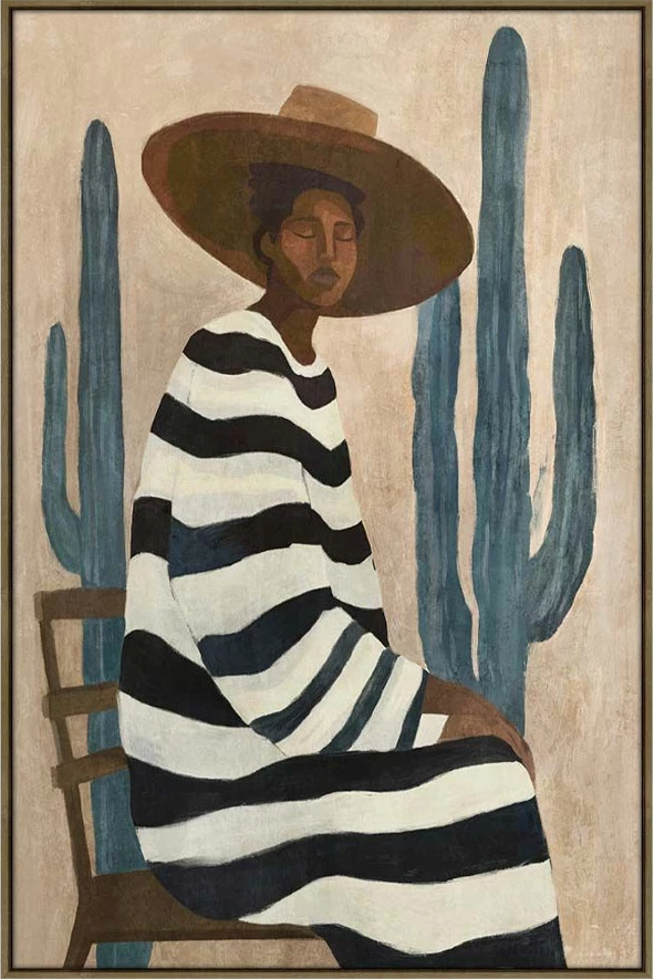 Pikturë dekorative Desert Bloom me kornizë, kanavacë, kafe-bezhë, 80x120x4 cm