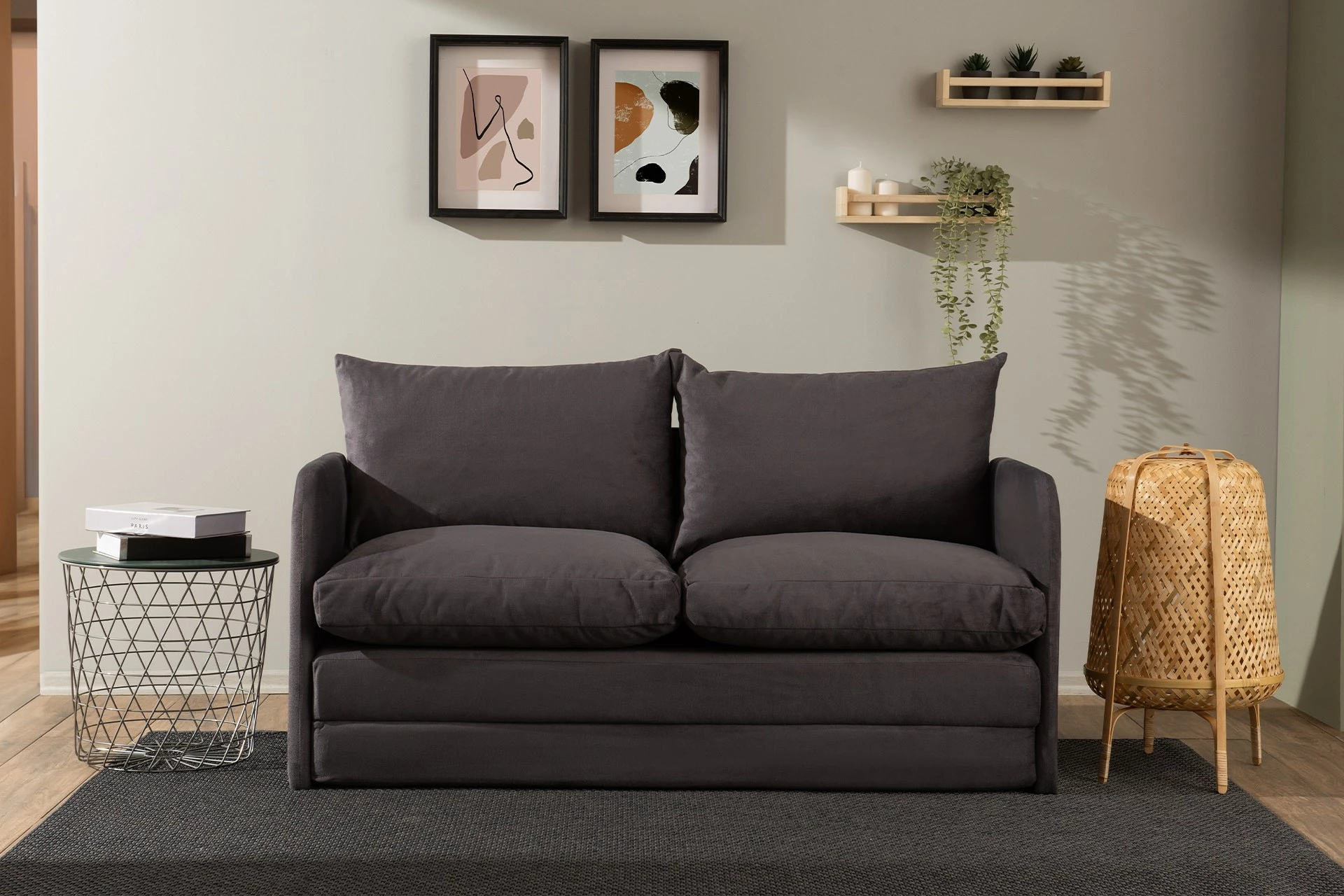 Divan i shndërrueshëm në shtrat, dy vende, gri, Saga XL
