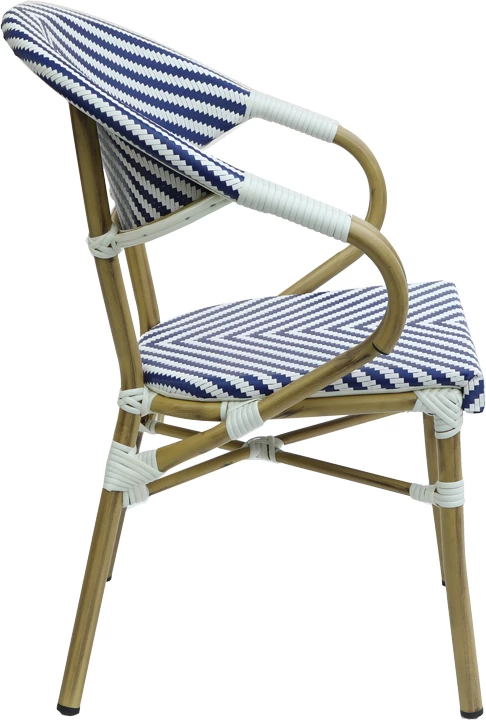 Karrige Isaia stack alumini natyral-blu dhe e bardhë textilene 57x57x83cm