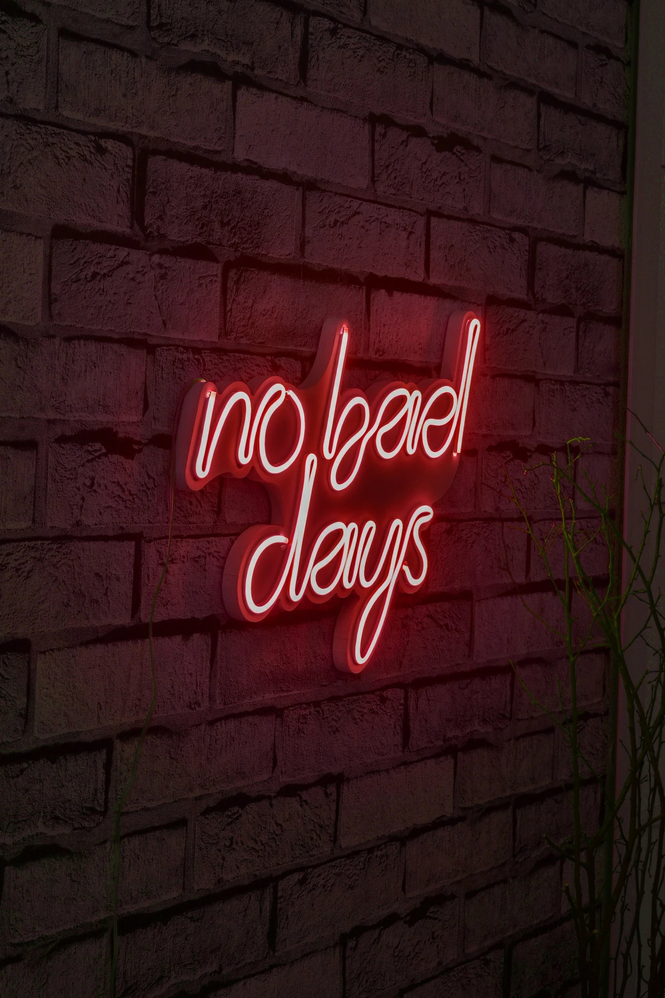 Dritë dekorative LED për mur, plastikë, 'no bad days', ngjyrë e kuqe