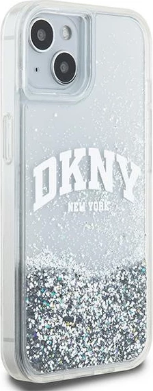 Mbështjellës DKNY Liquid Glitter Big Logo për iPhone 15/14/13, Bardhë