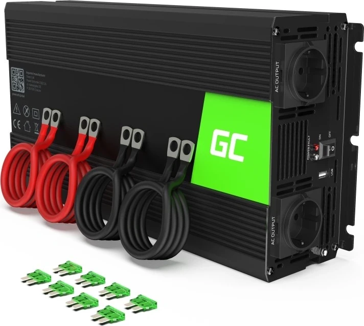 Adaptor/Inverter për Auto Green Cell INV12, 3000 W, i Zi